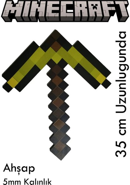 Renkli Ahşap Minecraft Dekor 35CM Uzunluk, 29CM En