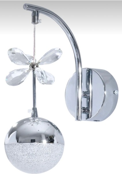 Pil Gün Işığı Ledli Lüks Duvar Aplik Krom