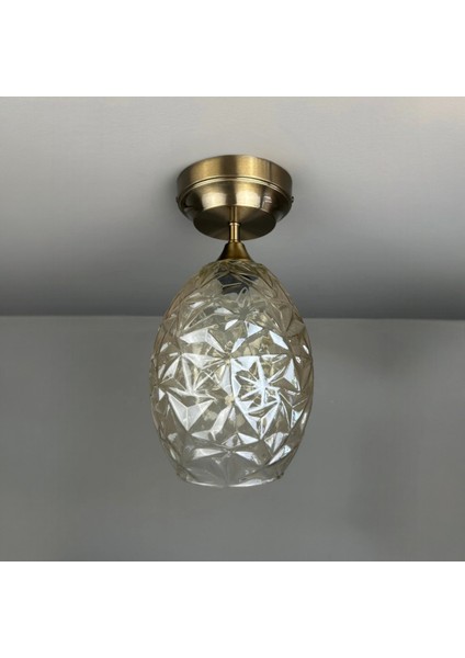 Veltro Cam Bal Rengi Kalın Piramit Tekli Avize Lamba Salon Aydınlatma