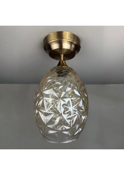 Veltro Cam Bal Rengi Kalın Piramit Tekli Avize Lamba Salon Aydınlatma modelleri