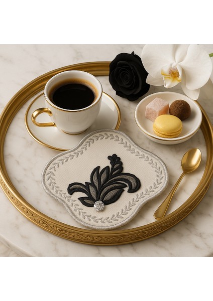 El Emeği Premium Kahve Sunum Altlığı – Nakışlı Şık Sunumluk,yılbaşı Hediyelik Özel Ürün fırsatları