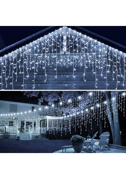 Dekoratif Saçak Perde LED Aydınlatma Iç/dış Mekan 20 Metre Eklenebilir Fiş - 8 Animasyonlu