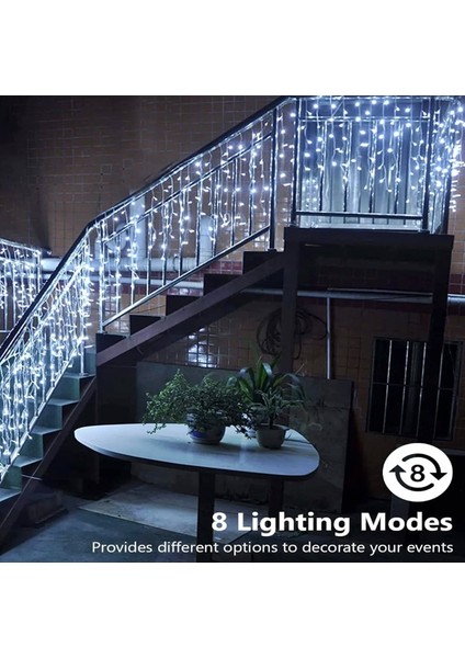 Dekoratif Saçak Perde LED Aydınlatma Iç/dış Mekan 20 Metre Eklenebilir Fiş - 8 Animasyonlu indirimleri