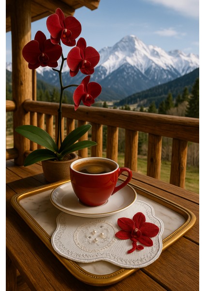 Inci ve Boncuk Işlemeli Oval Kahve Sunum Peçetesi – El Yapımı Lüks Tasarım modelleri