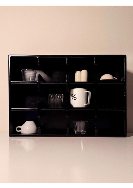 Siyah 12 Bölmeli Dekoratif Mug & Fincan Rafı | Mutfak – Kahve Köşesi – Ofis Organizer -Kupa Rafı modelleri