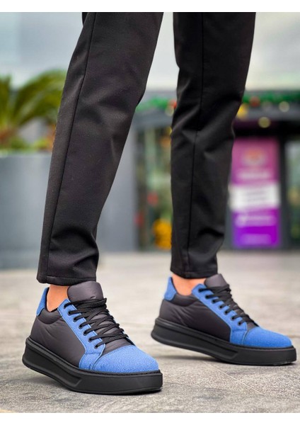 KB-X46 Kuback Siyah Sax Mavi Yüksek Siyah Taban Günlük Spor Ayakkabı modelleri