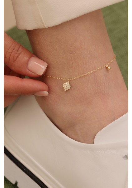 14 Ayar Altın Kristal Baget Taşlı Halhal