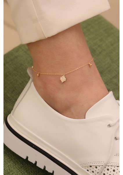 14 Ayar Altın Kristal Baget Taşlı Halhal fiyatları