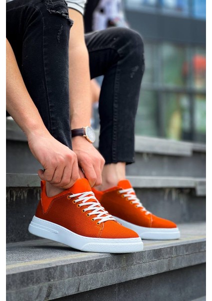 KB-X204 Kuback Turuncu Keten Beyaz Yüksek Taban Günlük Erkek Spor Ayakkabı indirimleri