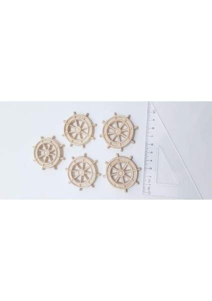 6 cm Çapında 5 Adet Doğal Ahşap Gemici Dümeni, Kahverengi, Cilasız ve Boyasız fiyatları