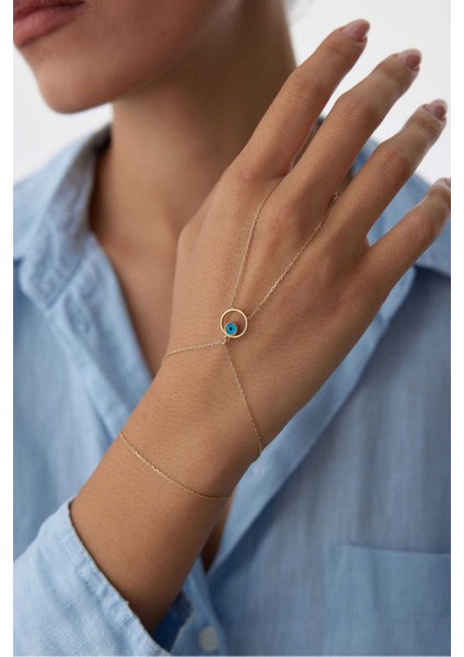 14 Ayar Altın Nazar Boncuklu Şahmeran