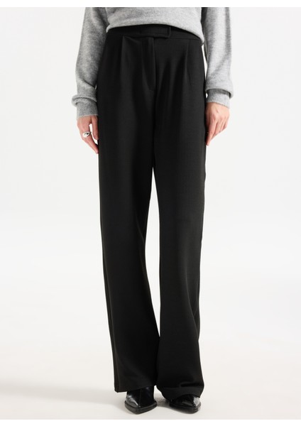 Yüksek Bel Loose Fit Siyah Kadın Pantolon PBF5WL-PNT9526 fiyatları