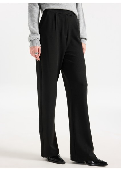 Yüksek Bel Loose Fit Siyah Kadın Pantolon PBF5WL-PNT9526 modelleri