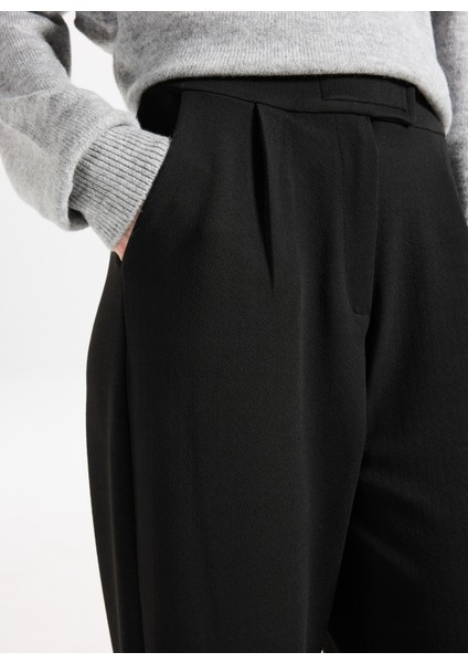 Yüksek Bel Loose Fit Siyah Kadın Pantolon PBF5WL-PNT9526 fırsatları