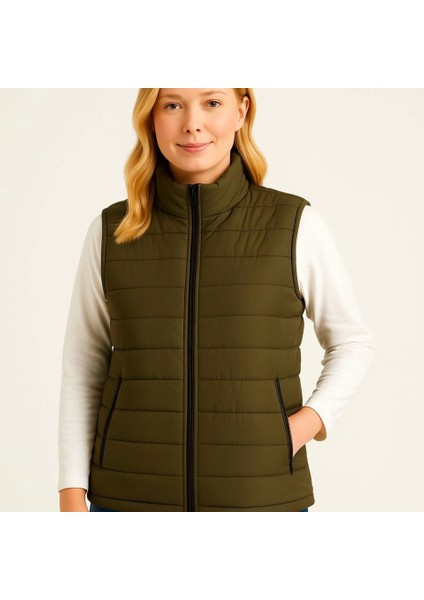 Şişme Fermuarlı Yelek Su Itici Kapitone Astarlı Kumaş Cepli Hafif Kışlık Spor Rahat Kalıp - fırsatları