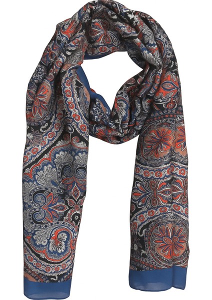 Kadın Desenli Şal – Lacivert Kırmızı Etnik Paisley Desen fiyatları