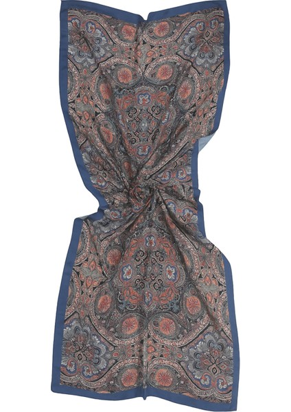 Kadın Desenli Şal – Lacivert Kırmızı Etnik Paisley Desen modelleri