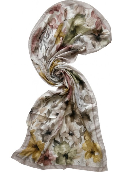 Bej Zeminli Büyük Çiçek Desenli Şal fiyatları