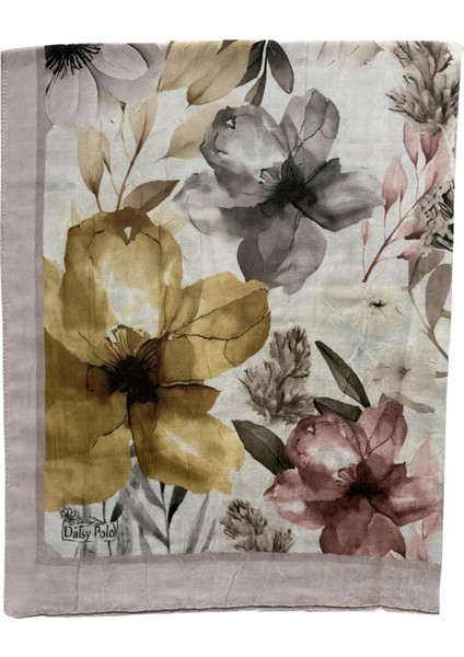 Bej Zeminli Büyük Çiçek Desenli Şal modelleri