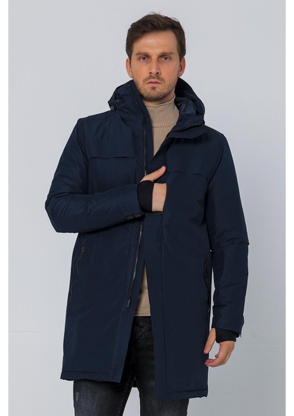Erkek Regular Fit Nefes Alır Kumaş Dikişsiz Kısımlar Içi Silikon Micro Elyaflı Kışlık Klasik Mont