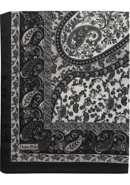 Siyah Gri Paisley Desenli Şal modelleri