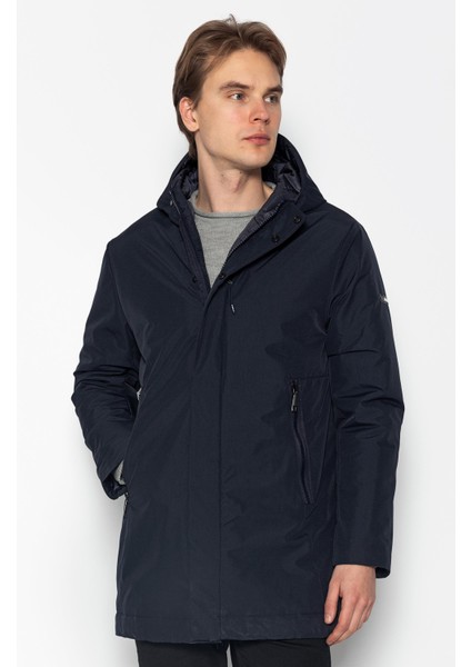 Erkek Su ve Rüzgar Geçirmez Kapüşonlu Mikro Elyaf Astarlı Kışlık Klasik Mont RN71313