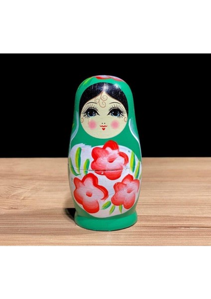 Yeşil Ahşap Matruşka Bebek 5'li Set, Dekoratif ve Şık Tasarım fiyatları
