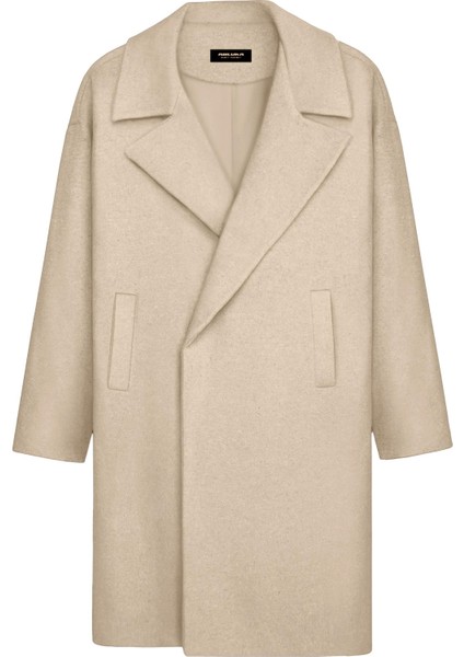 Erkek Oversize Kaşe Kaban Bej modelleri