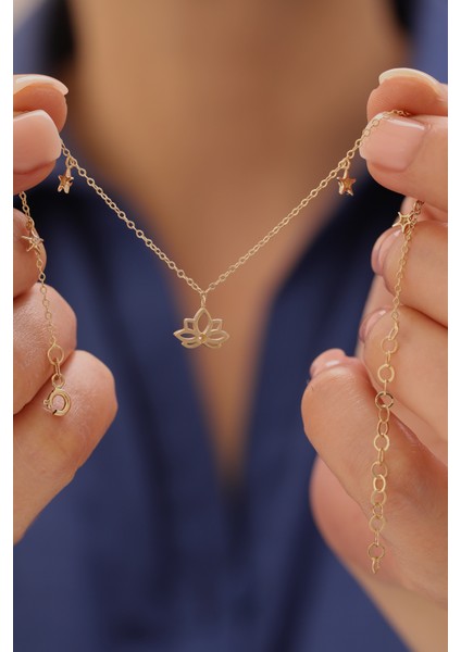 14 Ayar Lotus Çiçeği Halhal modelleri