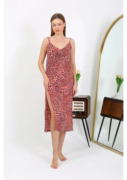 Kadın Ip Askılı Uzun Parlak Micro Elbise Gecelik Kırmızı fiyatları