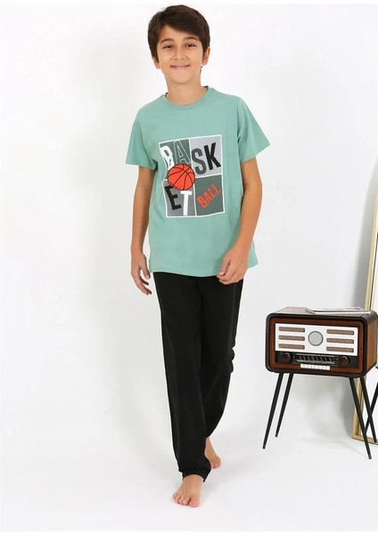 Erkek Çocuk Kısa Kol Penye Pijama Takım Suyeşili fiyatları