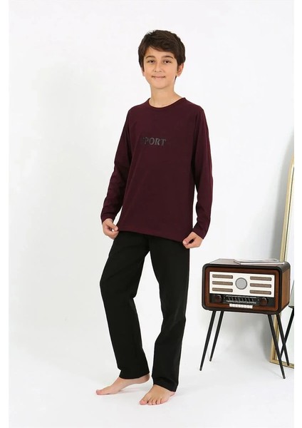 Erkek Çocuk Uzun Kol Penye Pijama Takım Bordo modelleri