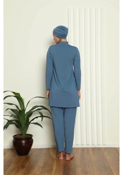 Tam Tesettür Likralı Mayo Indigo modelleri