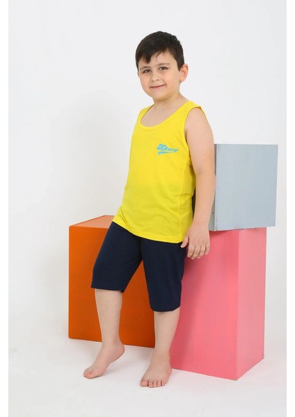 Erkek Çocuk Sıfır Kol Şortlu Sarı Penye Pijama Takımı fiyatları