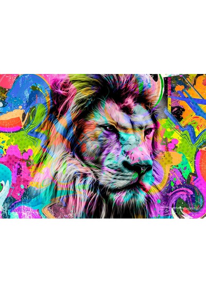 Renkli Kral Aslan Pop Art Kanvas Tablo fiyatları