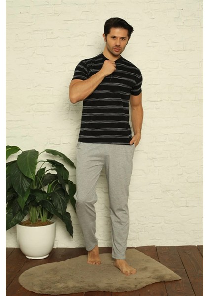 Erkek Siyah 3'lü Pijama Takım