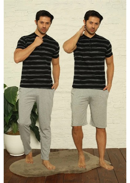 Erkek Siyah 3'lü Pijama Takım modelleri