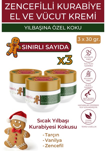 Yoğun Nemlendirici Shea Butter Içeren Hızlı Emilen Vanilya & Zencefil Kokulu El Vücut Kremi 3X30 Gr.