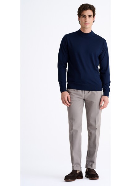 Erkek Lacivert Yün Yarım Balıkçı Yaka Kazak fiyatları