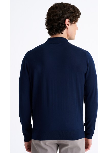 Erkek Lacivert Yün Yarım Balıkçı Yaka Kazak fırsatları