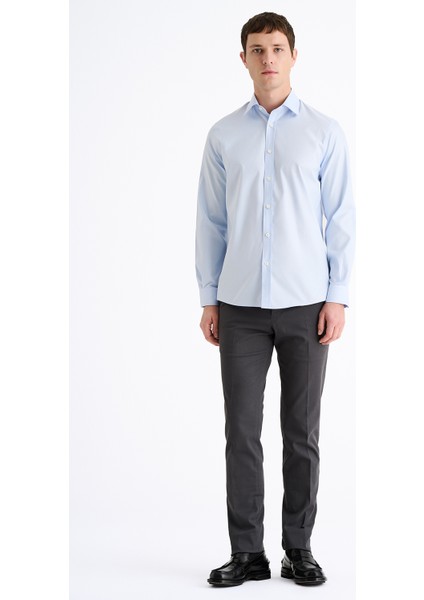 Erkek Mavi Cooper Fit Düğmeli Yaka Klasik Gömlek fiyatları