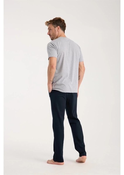 Erkek Gri Düğmeli Yaka Kısa Kol Pijama Takımı fırsatları