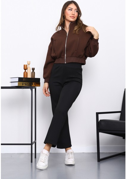 Kahverengi Fermuarlı Üç Iplik Sweat Hırka fiyatları
