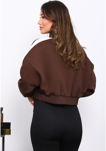 Kahverengi Fermuarlı Üç Iplik Sweat Hırka fırsatları