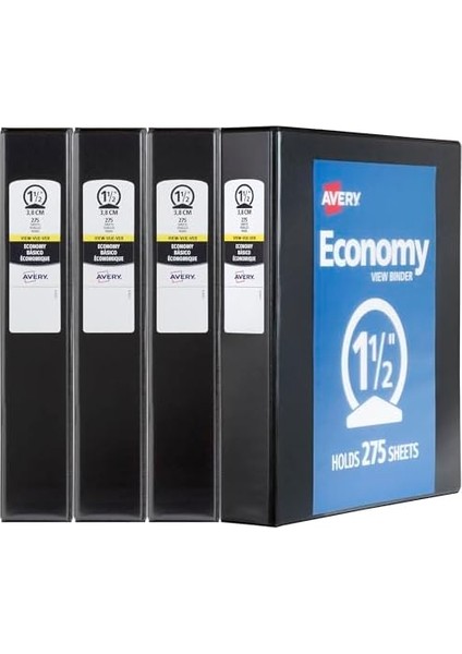 Economy View Binder, 3,8 cm Yuvarlak Halka, Siyah, (5725) 1.5 Inch