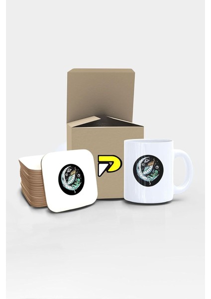 Uzaylı Tasarımlı Baskılı Kupa Bardak Seti, Eğlenceli Özel Hediye Mug