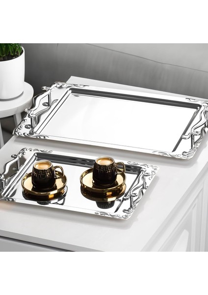 > Sade 2’li Çelik Tepsi Seti