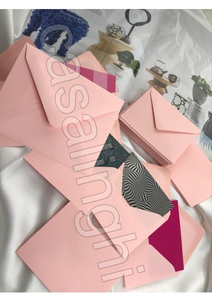 Pembe Zarf Küçük Mesaj Zarfı Pink Envelope 7x9 cm - 10 Adet