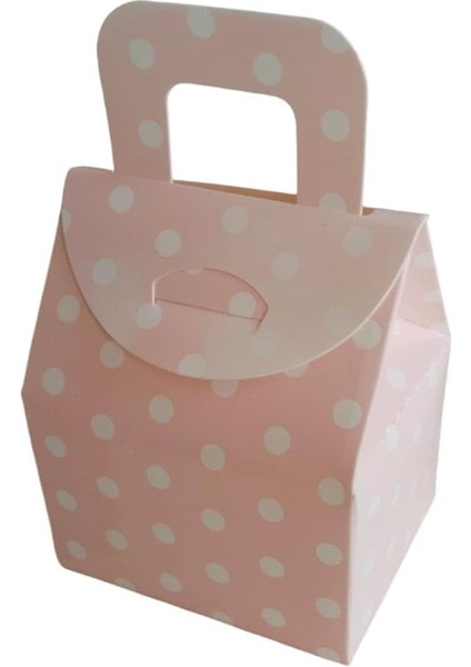 Çanta Pembe Puanlı Kutu Şeker Kutusu Kına Kutusu Lokum Kutusu 25 Adet