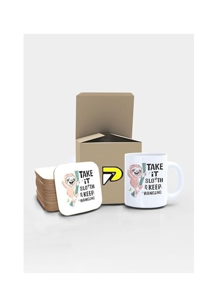 Tembel Hayvan Tasarımlı Baskılı Kupa Bardak Seti, Eğlenceli Özel Hediye Mug